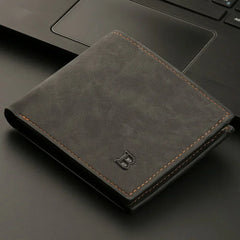 New Retro Men Short Wallet with Zipper Coin Bag Men Leather Wallet
