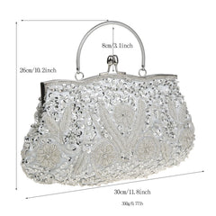 Women's Retro Small Totes Evening Bags Beaded Embroidered Ladies Handbags