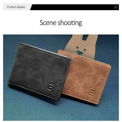 New Retro Men Short Wallet with Zipper Coin Bag Men Leather Wallet