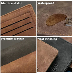 New Retro Men Short Wallet with Zipper Coin Bag Men Leather Wallet