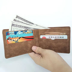 New Retro Men Short Wallet with Zipper Coin Bag Men Leather Wallet