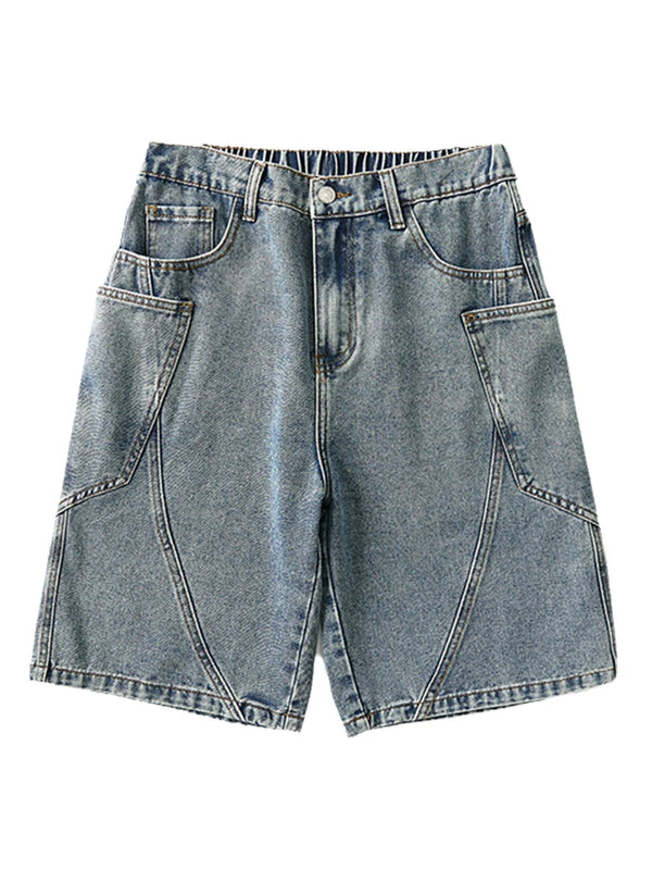 Men's Summer Denim Cargo Shorts Big Size Straight Baggy Jeans Shorts