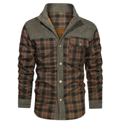 Men's Winter Fleece Lined Flannel Plaid Shirt Jacket With Button Down Jacket