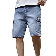 Men's Solid Color Denim Shorts, Korean Version Of The Trend Cargo Poplin Pants