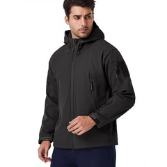 Men's Waterproof Tactical Softshell Jacket Winter Warm Fleece Hooded Coat