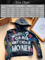 Men Gothic Hoodies Vintage Washing Letter Printed Hoodie Sweatshirt