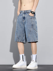 Men's Summer Denim Cargo Shorts Big Size Straight Baggy Jeans Shorts