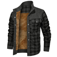 Men's Winter Fleece Lined Flannel Plaid Shirt Jacket With Button Down Jacket