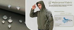 Men's Waterproof Tactical Softshell Jacket Winter Warm Fleece Hooded Coat