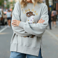 Women s Halloween Oversized Hoodie Long Sleeve V-Neck Split Hem