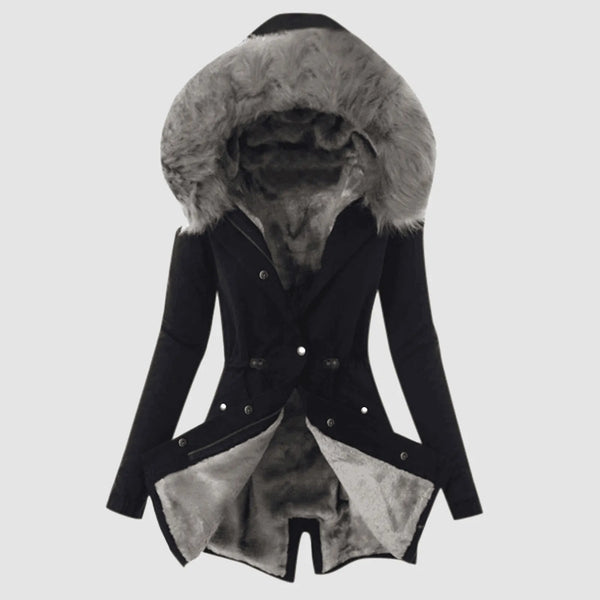 Casual Hooded Warm Down Jacket Women's Slim Fit Furry Hooded Coats