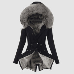 Casual Hooded Warm Down Jacket Women's Slim Fit Furry Hooded Coats