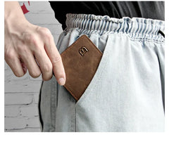 New Retro Men Short Wallet with Zipper Coin Bag Men Leather Wallet