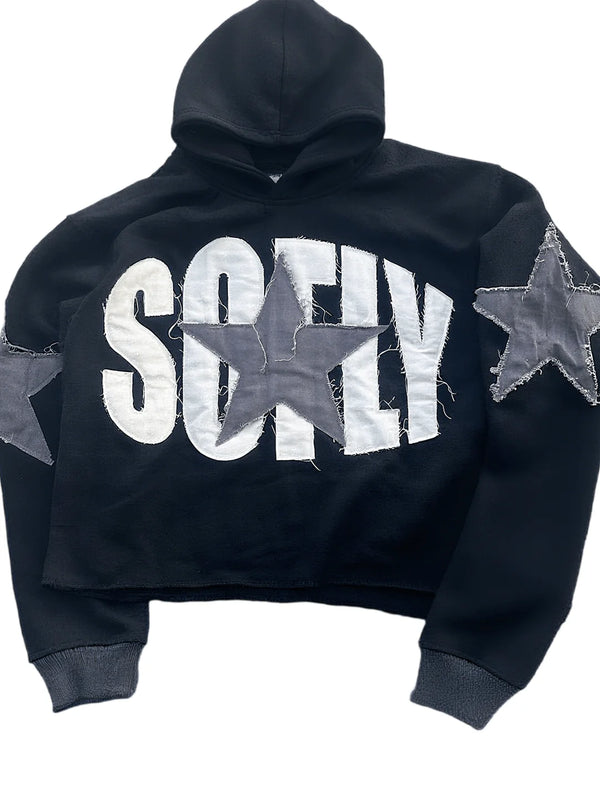 Men's Y2k Letter Graphic Long Sleeve Hoodie Vintage Loose Fit Hooded