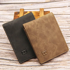 New Retro Men Short Wallet with Zipper Coin Bag Men Leather Wallet