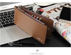 Brand Long Credit Card Holder Men's Leather Wallet With Coin Pocket