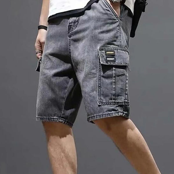 Men's Solid Color Denim Shorts, Korean Version Of The Trend Cargo Poplin Pants