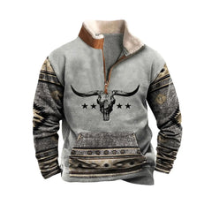 Mens Cowboy Sweatshirt Vintage Print Western Aztec Sweatshirt Casual