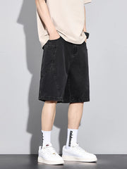 Men's Summer Denim Cargo Shorts Big Size Straight Baggy Jeans Shorts