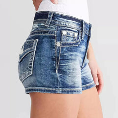 High Waist Denim Shorts Slim Fit Wrap Hip Women Jeans Pants