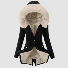 Casual Hooded Warm Down Jacket Women's Slim Fit Furry Hooded Coats