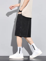 Men's Summer Denim Cargo Shorts Big Size Straight Baggy Jeans Shorts