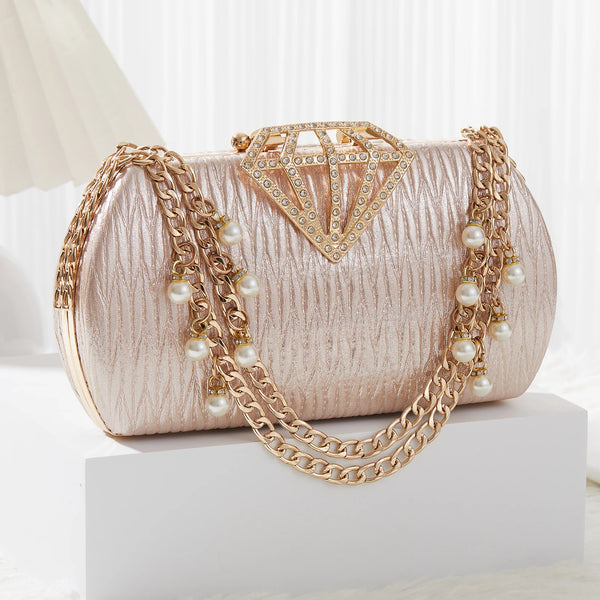 Luxury Evening Clutch Bag for Women With Pearl Decor Diamond Dinner Bag
