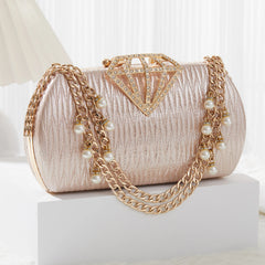 Luxury Evening Clutch Bag for Women With Pearl Decor Diamond Dinner Bag