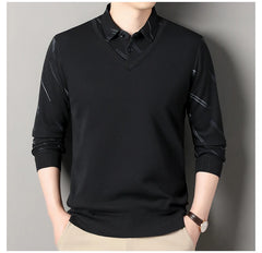 Men's Fleece Lining Sweater Autumn Winter Pullover Polo Shirt Top Clothes