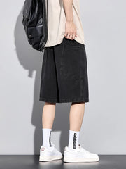 Men's Summer Denim Cargo Shorts Big Size Straight Baggy Jeans Shorts