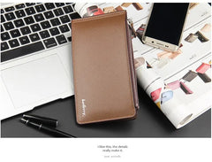 Brand Long Credit Card Holder Men's Leather Wallet With Coin Pocket