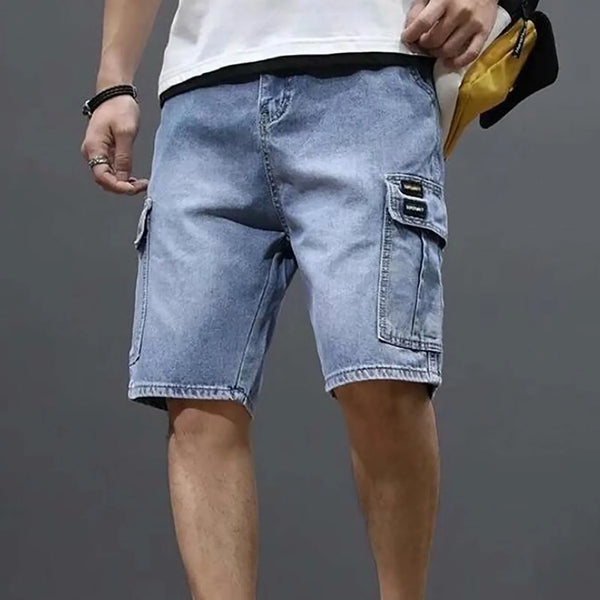 Men's Solid Color Denim Shorts, Korean Version Of The Trend Cargo Poplin Pants