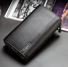 Business Men's leather wallet with coin pocket man purse phone clutch bag