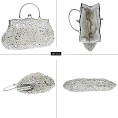 Women's Retro Small Totes Evening Bags Beaded Embroidered Ladies Handbags