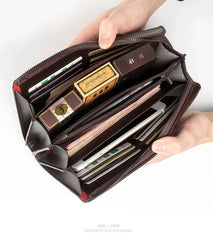 Business Men's leather wallet with coin pocket man purse phone clutch bag