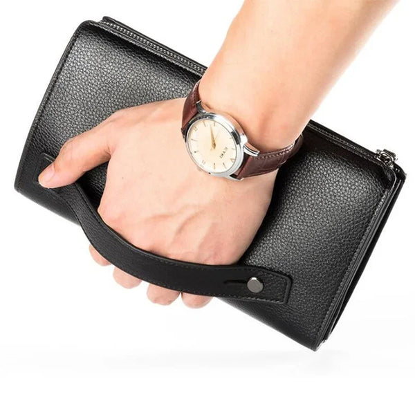 Business Men's leather wallet with coin pocket man purse phone clutch bag