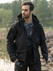 Men's Waterproof Tactical Softshell Jacket Winter Warm Fleece Hooded Coat
