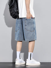 Men's Summer Denim Cargo Shorts Big Size Straight Baggy Jeans Shorts