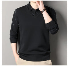Men's Fleece Lining Sweater Autumn Winter Pullover Polo Shirt Top Clothes