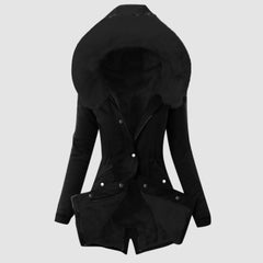 Casual Hooded Warm Down Jacket Women's Slim Fit Furry Hooded Coats