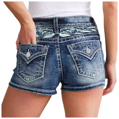 High Waist Denim Shorts Slim Fit Wrap Hip Women Jeans Pants