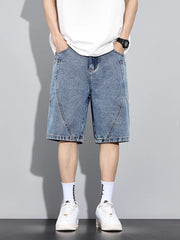 Men's Summer Denim Cargo Shorts Big Size Straight Baggy Jeans Shorts