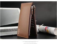 Brand Long Credit Card Holder Men's Leather Wallet With Coin Pocket