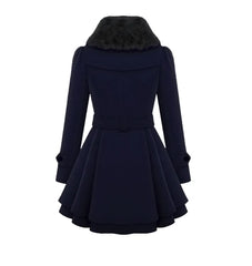 Women Vintage Woolen Windbreaker Warm Button Up Asymmetrical Clothes