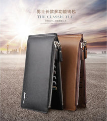 Brand Long Credit Card Holder Men's Leather Wallet With Coin Pocket