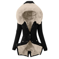 Casual Hooded Warm Down Jacket Women's Slim Fit Furry Hooded Coats