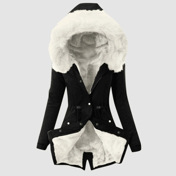 Casual Hooded Warm Down Jacket Women's Slim Fit Furry Hooded Coats