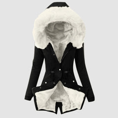 Casual Hooded Warm Down Jacket Women's Slim Fit Furry Hooded Coats