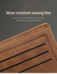 New Retro Men Short Wallet with Zipper Coin Bag Men Leather Wallet