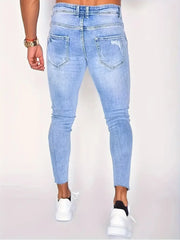 Men's Casual Slim Fit Ripped Jeans, Men's Versatile Street Style Denim Pants